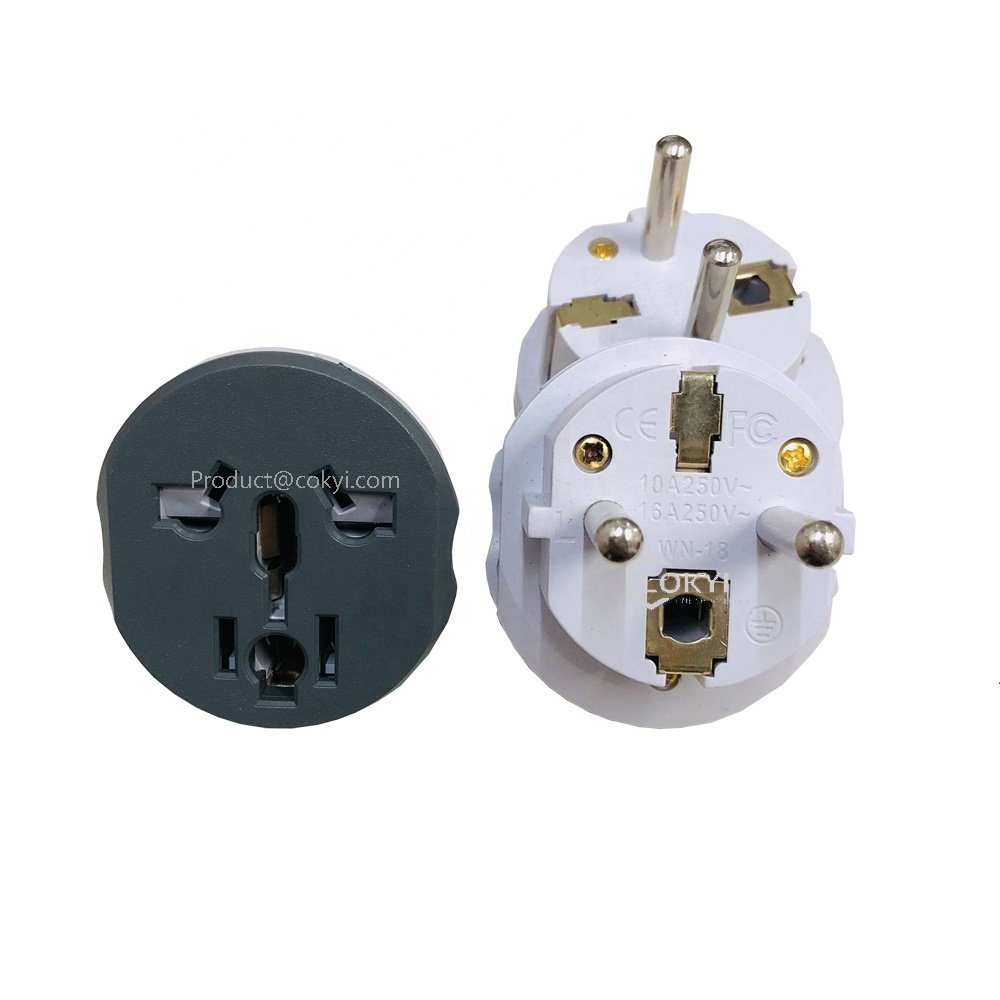 Universal Travel Adapter World to Europe, Travel Plug to German Socket, for Connecting Foreign Devices Type E / F Power Adapter