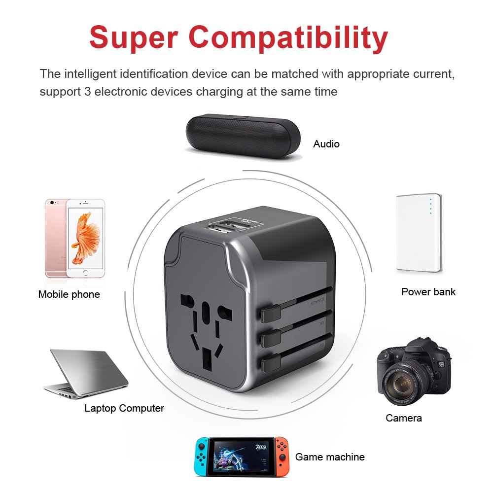 Newest Christmas Universal Adaptor AC Power European Plug Travel Adapter For phone Laptop
