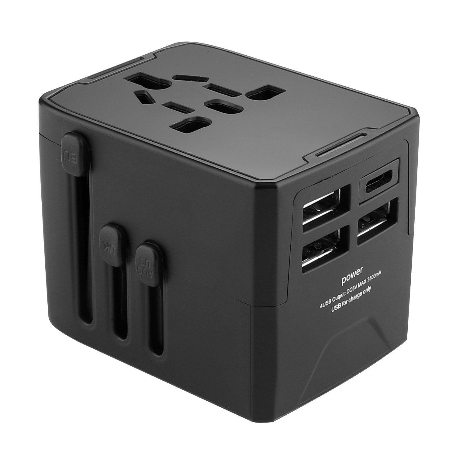 Universal Travel Adapter International All in One Worldwide universal Travel Adapter Plug Socket with USB*3 + Type C*1