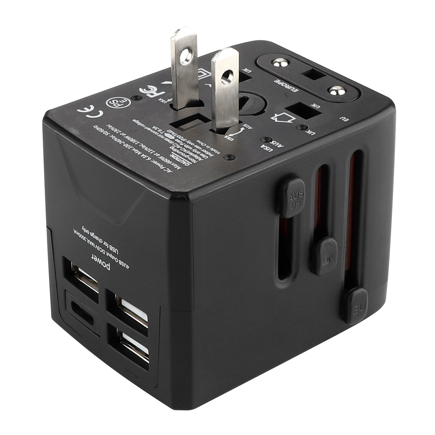 Universal Travel Adapter International All in One Worldwide universal Travel Adapter Plug Socket with USB*3 + Type C*1