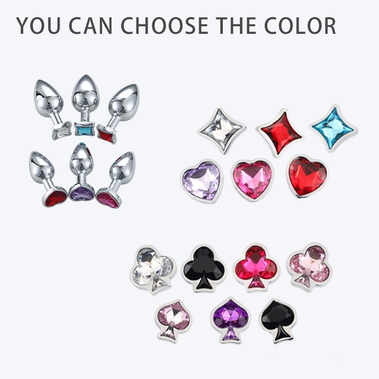Sexbay Amazon sells Anal plug with metal replaceable base gemstone Poker base couple men sex toy Anal trainer