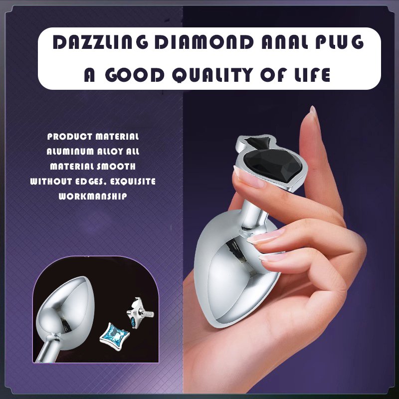 Sexbay Amazon sells Anal plug with metal replaceable base gemstone Poker base couple men sex toy Anal trainer