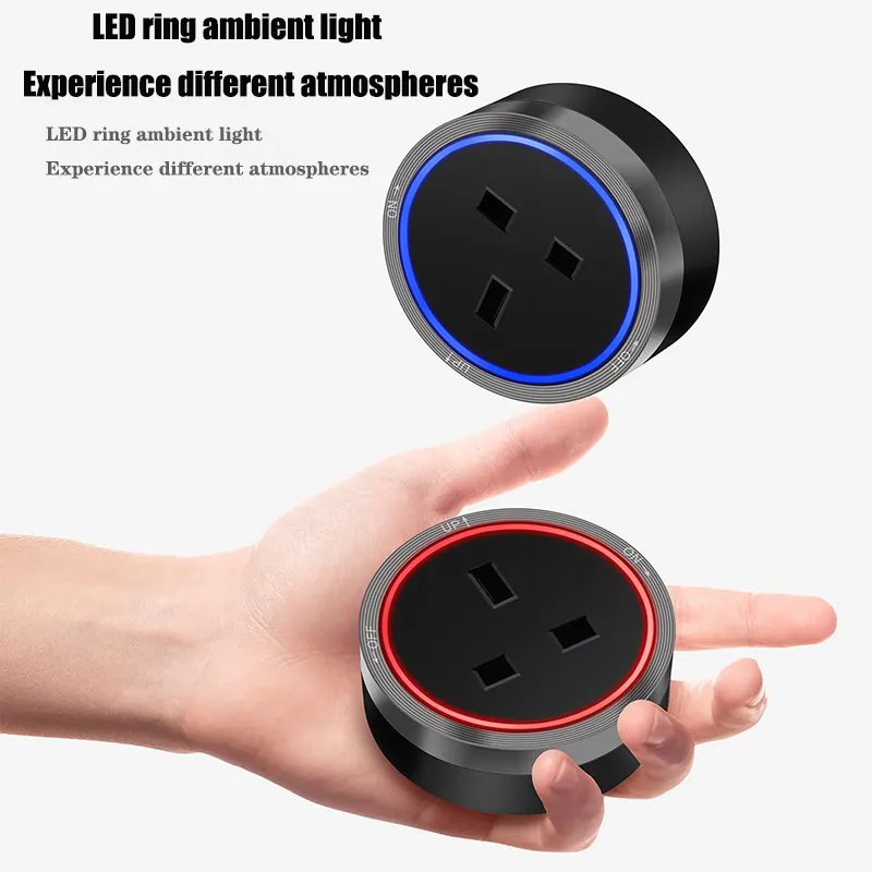 Track socket adapter plug UK standard aluminum ring three-hole/USB household socket with LED ambient light