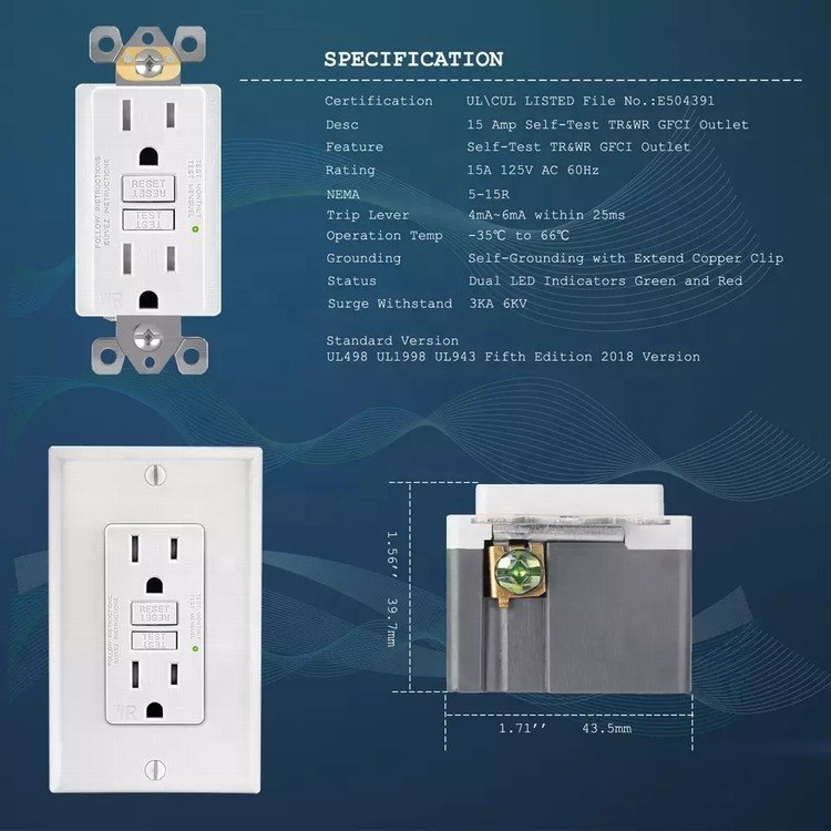 Wall Socket Usa Manufacturer Circuit Electrical Supplies Outdoor 15a 20 Amp Tamper Resistant 125v Wall Gfci Receptacle Outlet