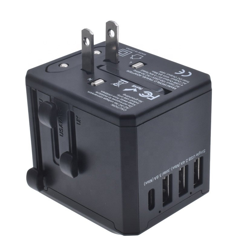 New Universal Plug adapter 3 USB 4 USB 1 Type-C Multi Travel Around the world Converter 3.5A Output 8A 250V For EU US AU UK
