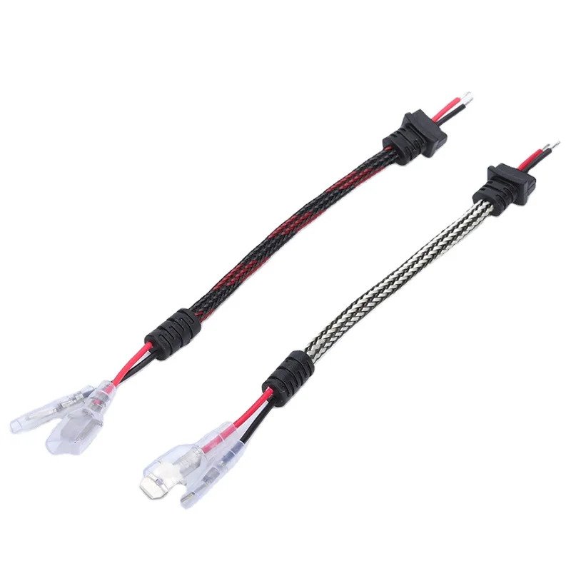 Autocycle H3 Power Cable Cars Beige Braided Mesh Connector Strain Relief Tinned End PVC Male Plug Cable Automobile Use