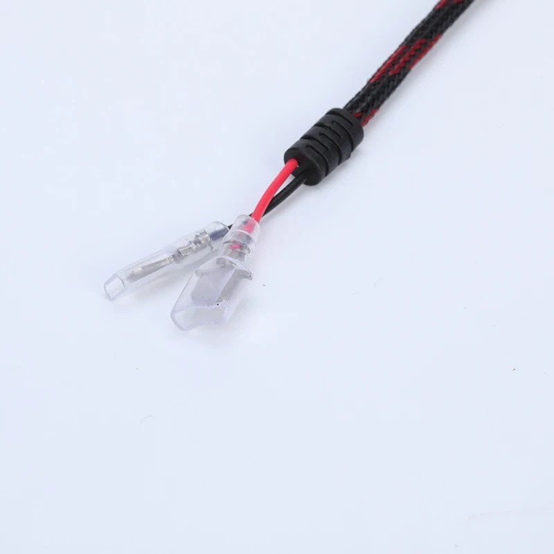 Autocycle H3 Power Cable Cars Beige Braided Mesh Connector Strain Relief Tinned End PVC Male Plug Cable Automobile Use
