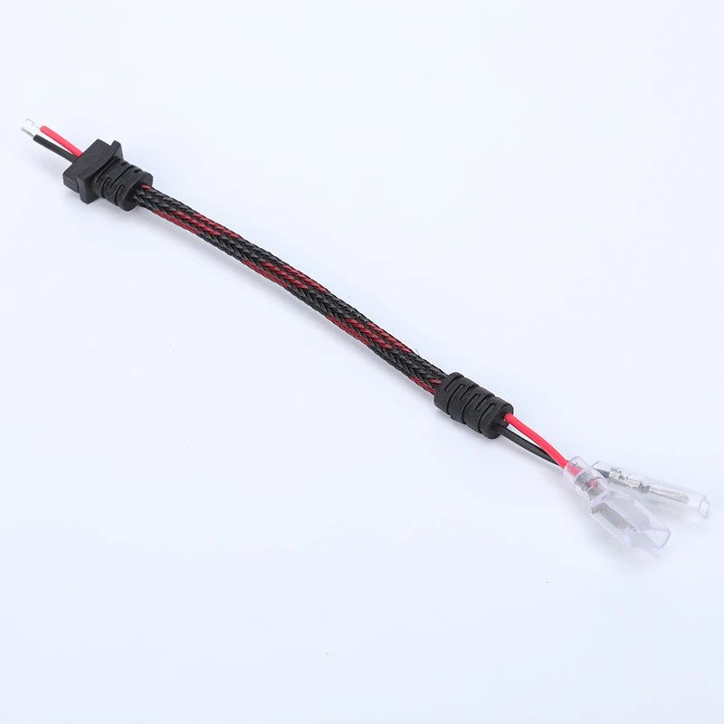 Autocycle H3 Power Cable Cars Beige Braided Mesh Connector Strain Relief Tinned End PVC Male Plug Cable Automobile Use