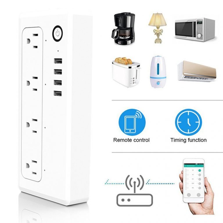 4 way wi-fi smart socket extension smart plug with socket enclosure