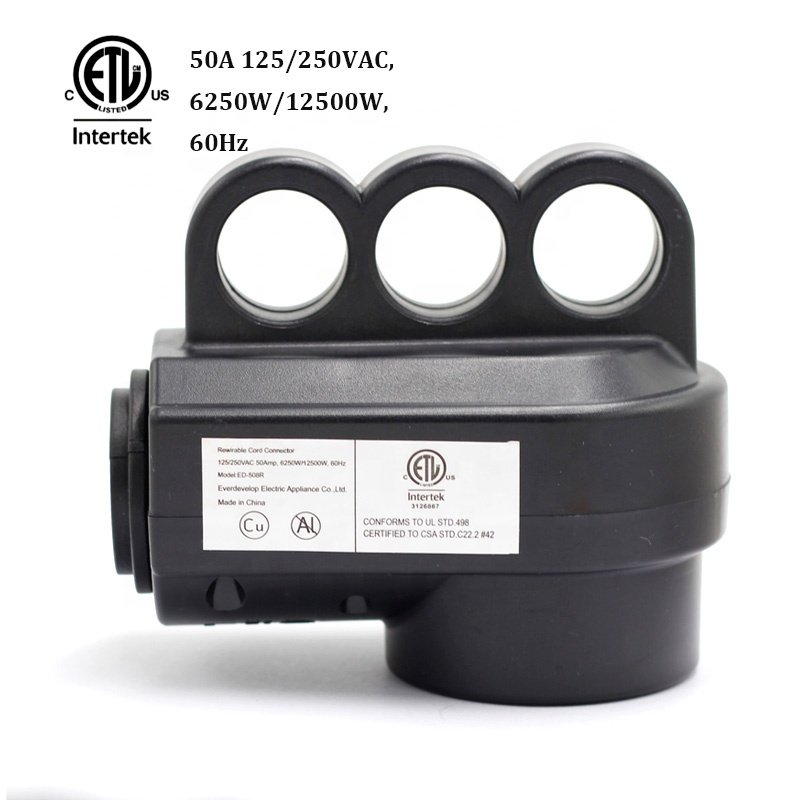 ETL Listed RV Plug NEMA 14-50R 50Amp Power Receptacle 50A Replacement Plug for Trailer