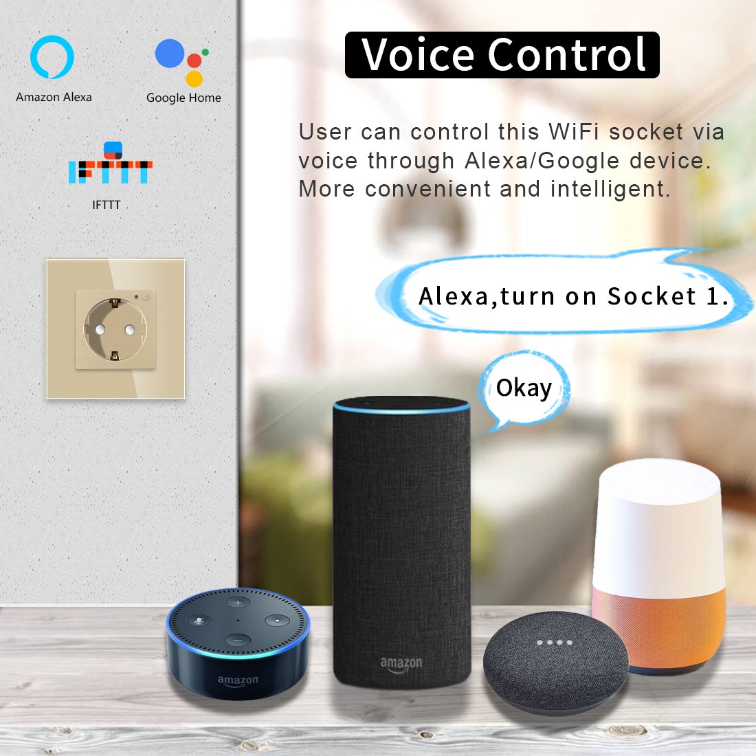 Bingoelec Tuya Voice Control Electrical 16A Germany Wall Power Plug Switches And Smart Socket Wifi