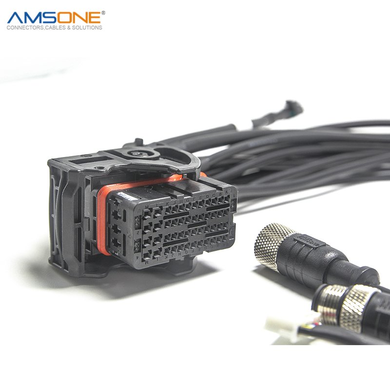 AMSONE Customized Aerospace Automotive Medicine Equipment Cable Wire Harnesses With M8 M12 Industrial Waterproof Connector Plug