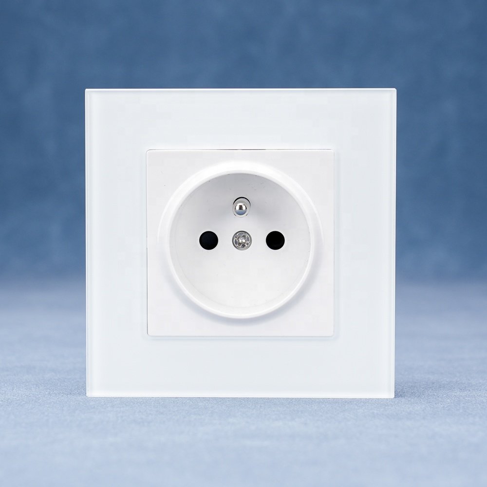 20 years warranty Glass Panel French Socket 250V european electrical outlet socket 16A electrical plug socket