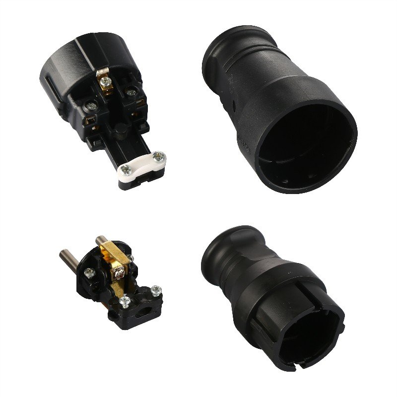 Large Big EU Male Electrical Power Plug with Grounding Earthed 250V 16A 2 Pin Round Pin 4.8mm Dual Male Plug Easy Pulling Design