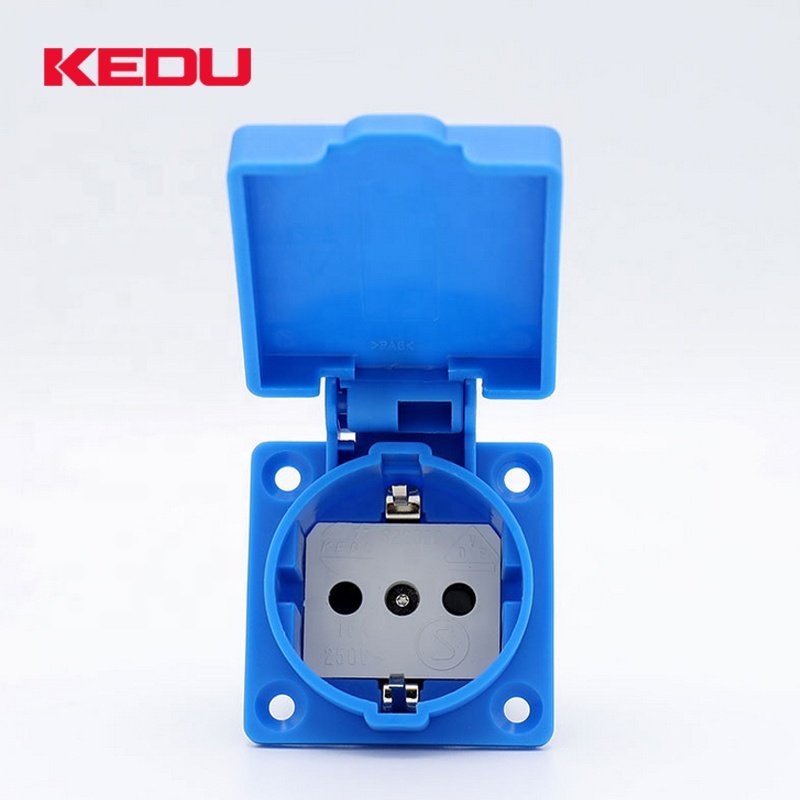 KEDU Factory Directly Bule Color 2 Pin Female Schuko Plug Insert 16A 250V Plug With VDE,SEMKO Approved