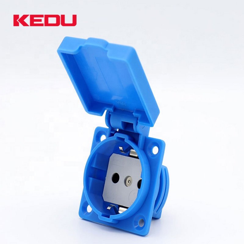 KEDU Factory Directly Bule Color 2 Pin Female Schuko Plug Insert 16A 250V Plug With VDE,SEMKO Approved