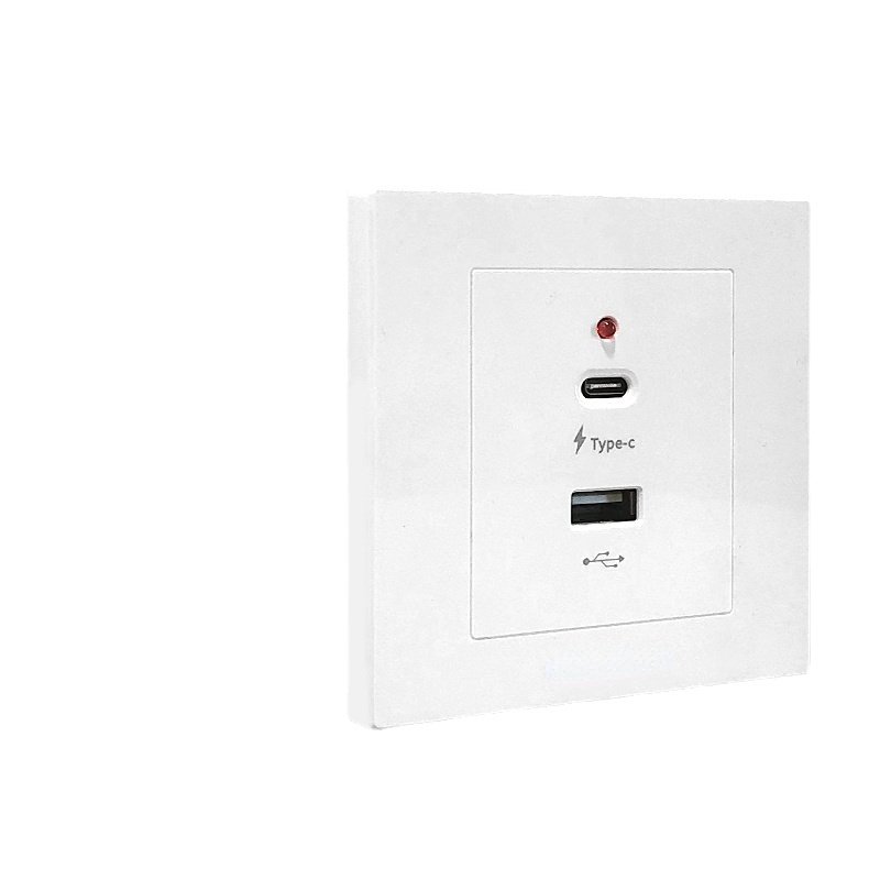 Universal 2-port Smart Fast Charging USB Wall Socket, 18W Type-c USB Plug Adapter, Wall-mounted UK 220V Electrical Socket