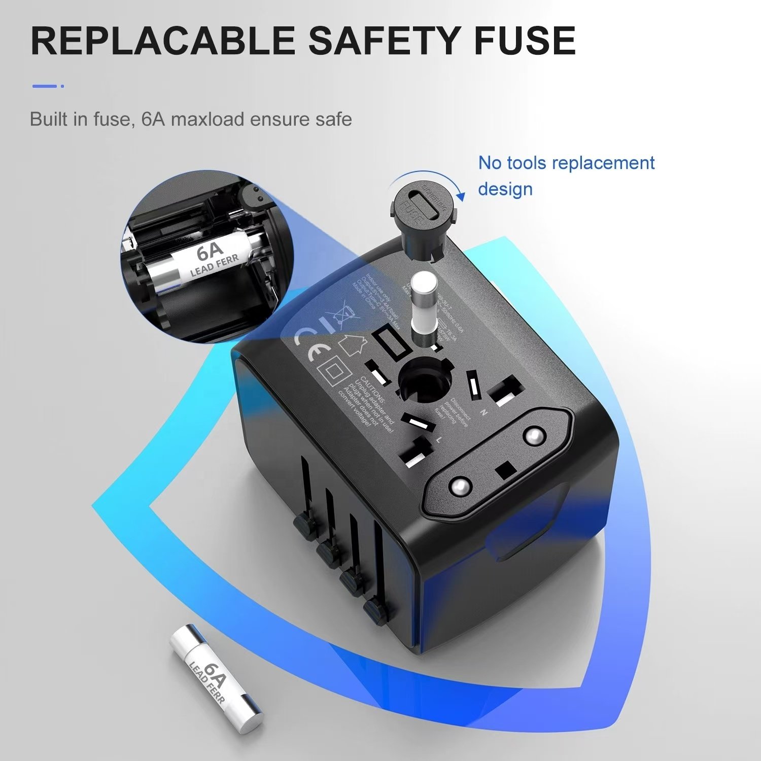 Good quality Latest products all in one universal plug international travel usb c power adapter