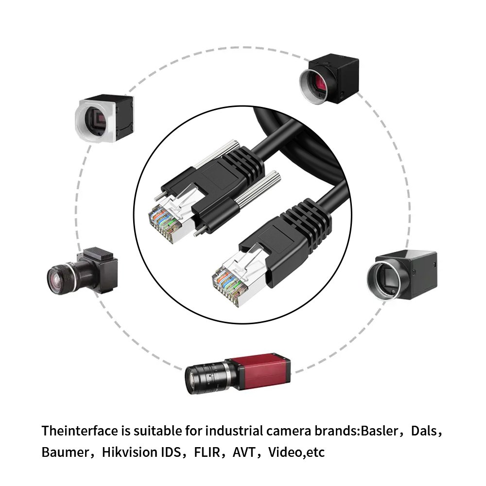 GigE Camera Ethernet Cable RJ45 plug to RJ45 plug with screws Cat6 SFTP Industrial Camera Vision RJ45 Cable