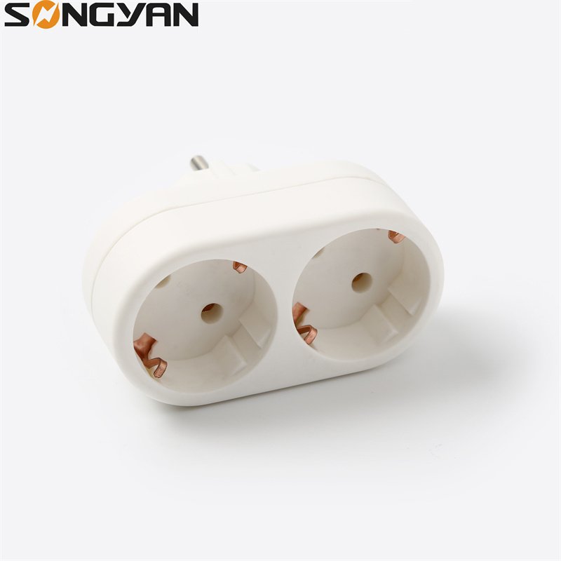 2 Way socket plug eu german 2 pin plug wall socket extension socket for home