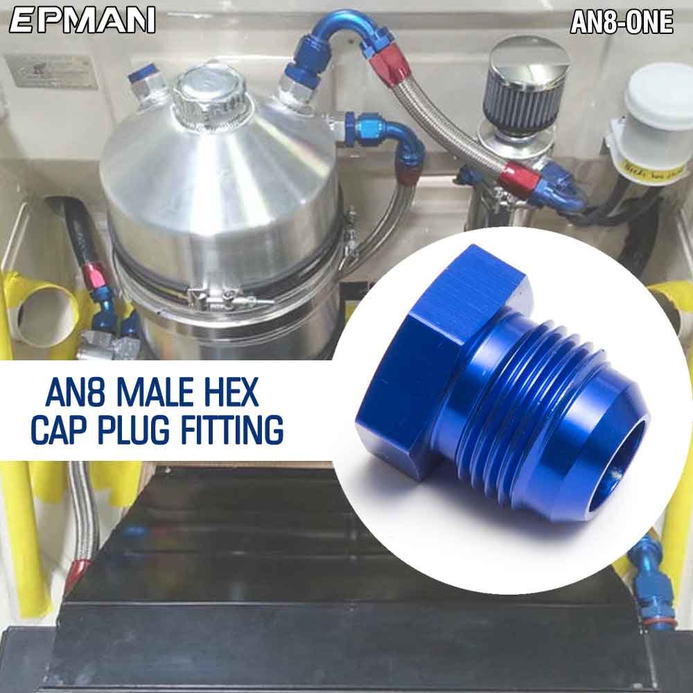 EPMAN 4AN 6AN 8AN 10AN 12AN Male Flare Blanking Plug Fitting Adapter Hex Aluminum Blue AN Male Hex Cap Plug Fitting