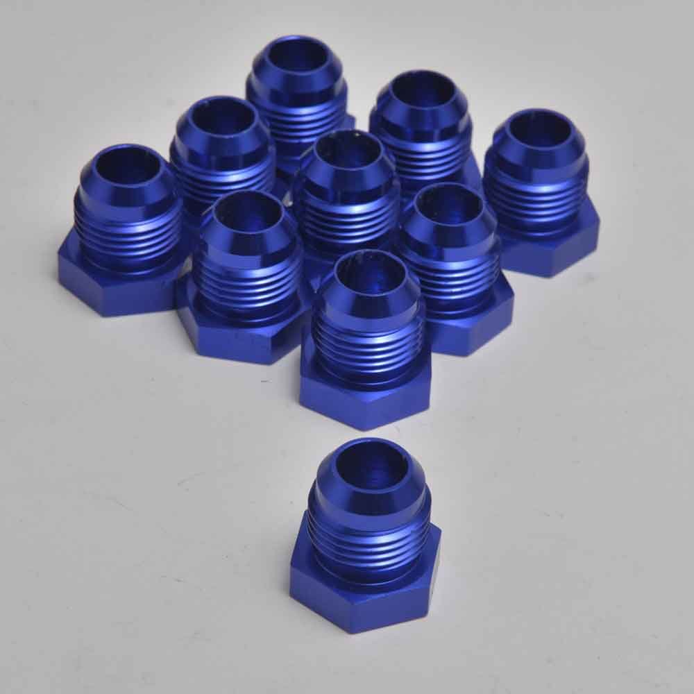 EPMAN 4AN 6AN 8AN 10AN 12AN Male Flare Blanking Plug Fitting Adapter Hex Aluminum Blue AN Male Hex Cap Plug Fitting