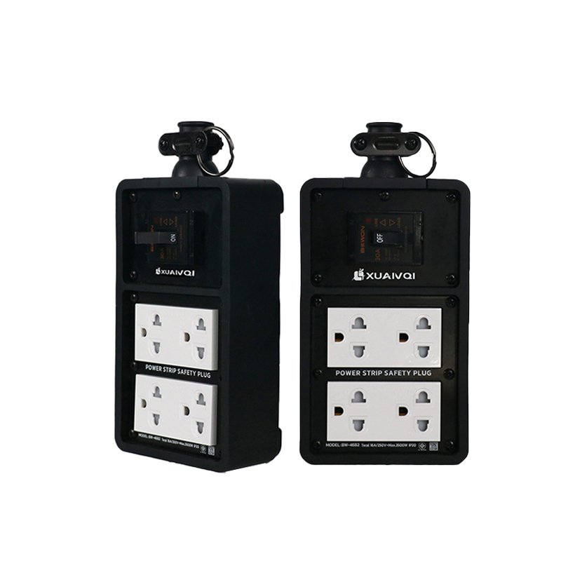 Black Waterproof Desktop Safety Plug Socket 2 Gang 3 Pins Safety Tabletop Socket 16A 250V