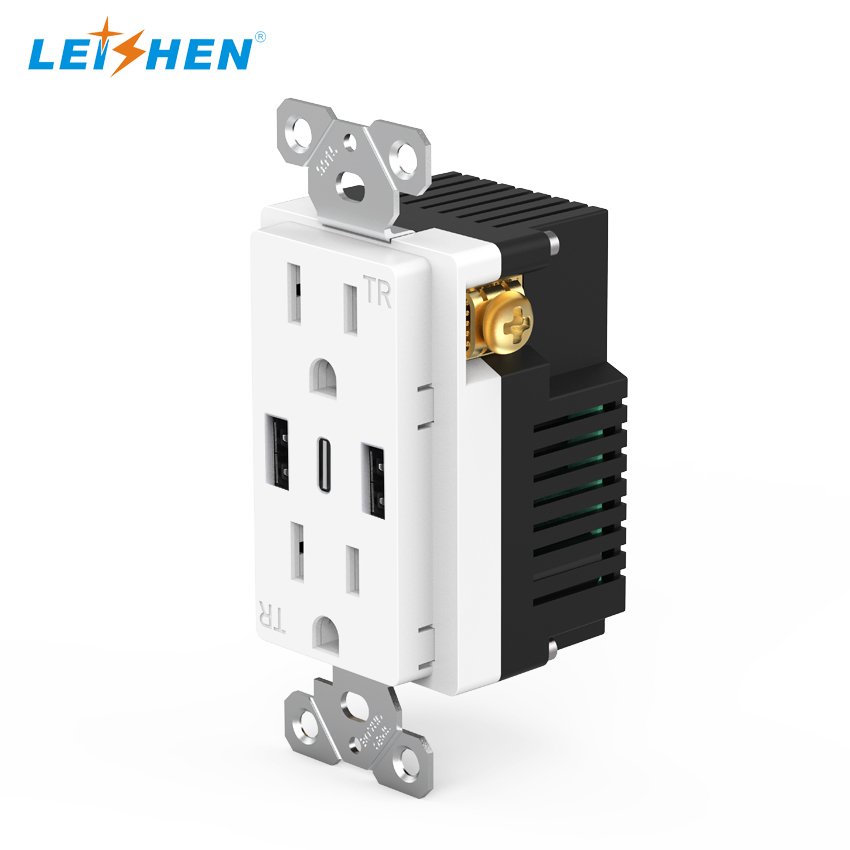 15A 20A/125V American/Canada electric power supply multi USB 6A QC3.0 PD20W charging ports wall socket US plug