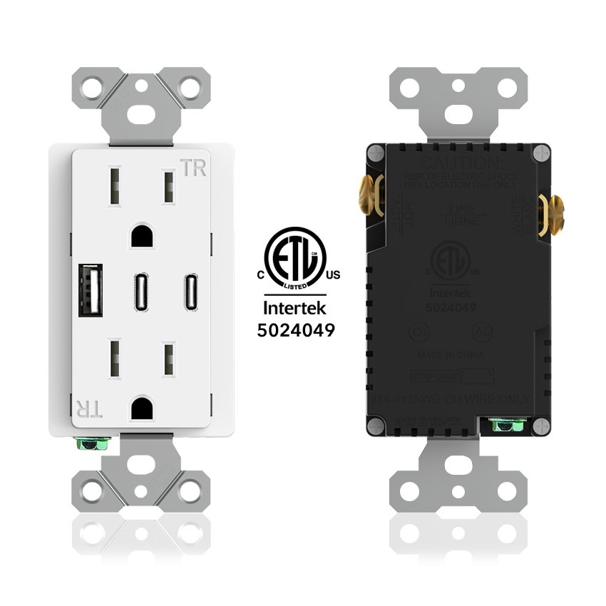 15A 20A/125V American/Canada electric power supply multi USB 6A QC3.0 PD20W charging ports wall socket US plug