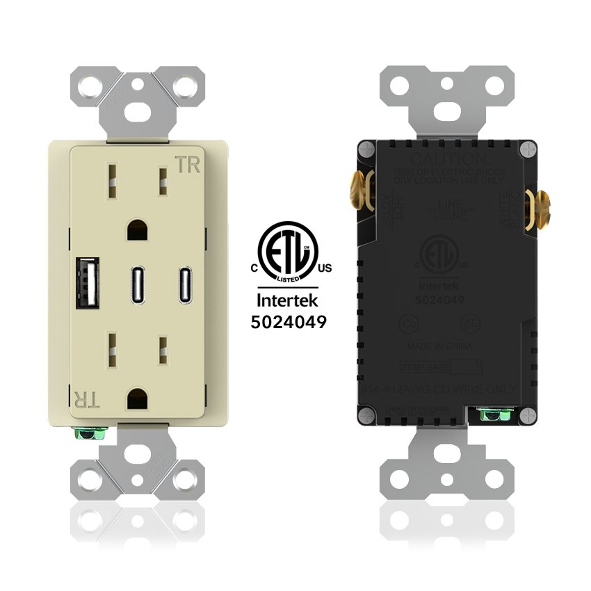 15A 20A/125V American/Canada electric power supply multi USB 6A QC3.0 PD20W charging ports wall socket US plug
