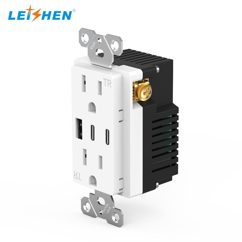 15A 20A/125V American/Canada electric power supply multi USB 6A QC3.0 PD20W charging ports wall socket US plug