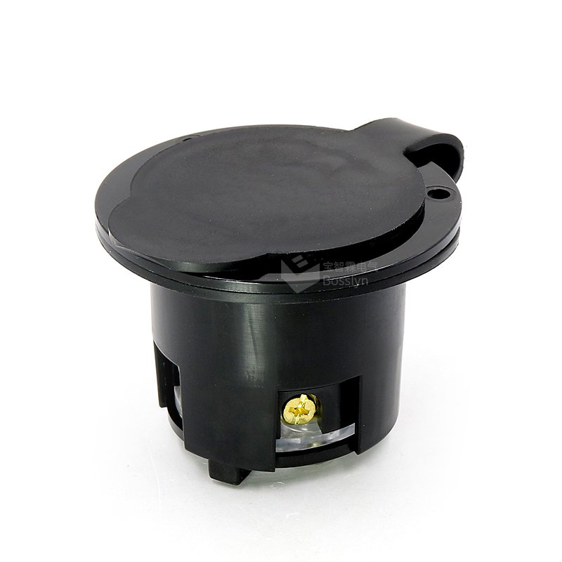 Black NEMA L14-30 Flanged Inlet Generator Plug With Waterproof Cover, 30A 125/250 Volt, Locking Receptacle Socket