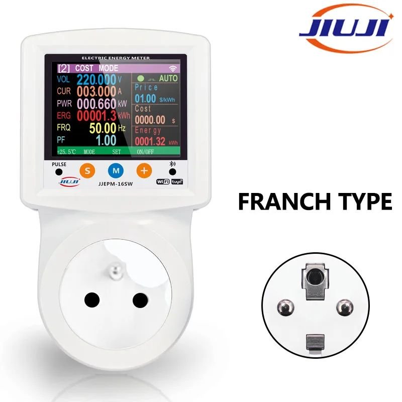 Jiuji JJEPM-16SW 265V 16A AC WIFI Digital Wattmeter Power Kilowatt Wattage Energy Meter Smart Socket Plug