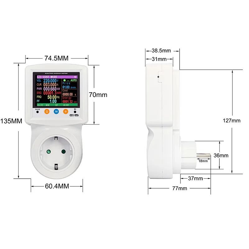 Jiuji JJEPM-16SW 265V 16A AC WIFI Digital Wattmeter Power Kilowatt Wattage Energy Meter Smart Socket Plug
