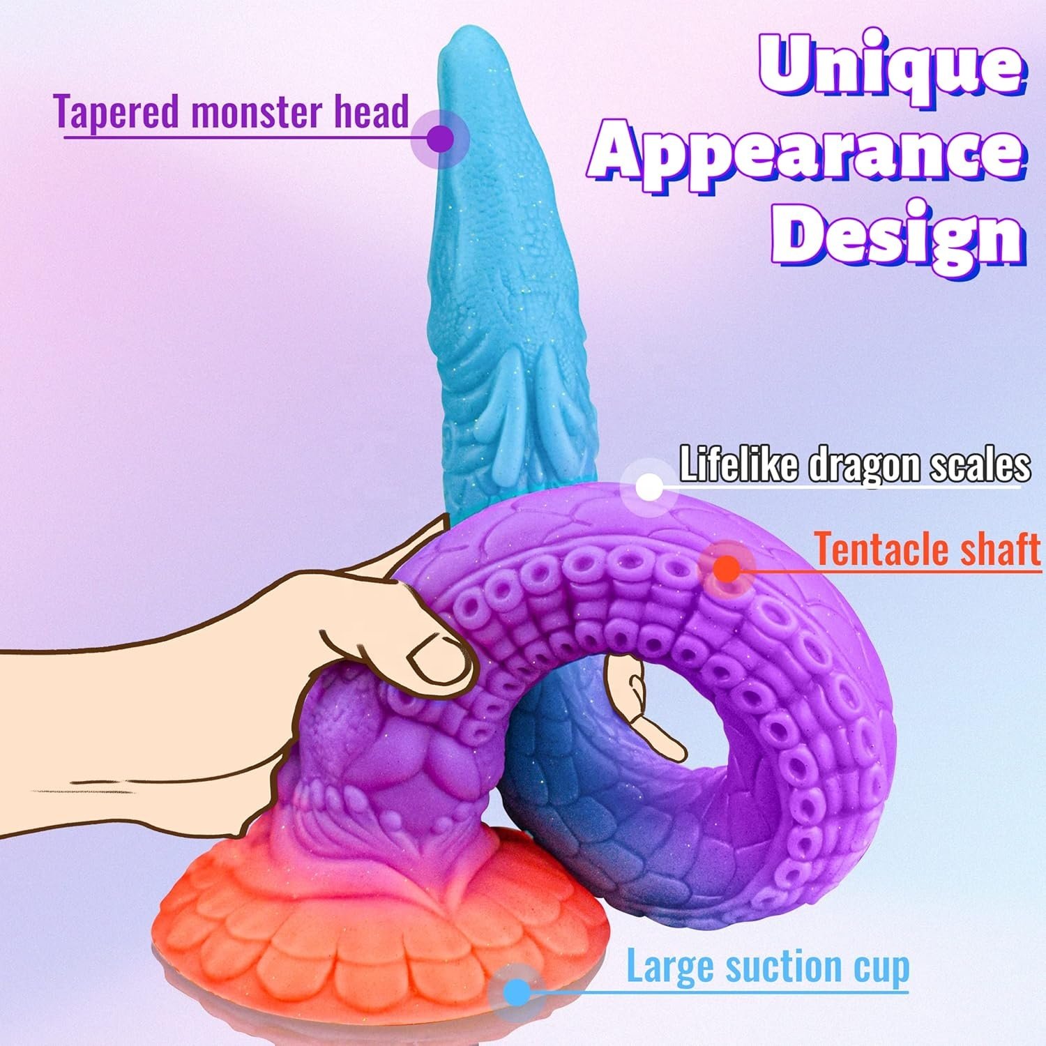 Wholesale Fantasy alien dildo colourful Luminous Anal Plug Silicone anal butt plug sex Toy with Strong suction cup