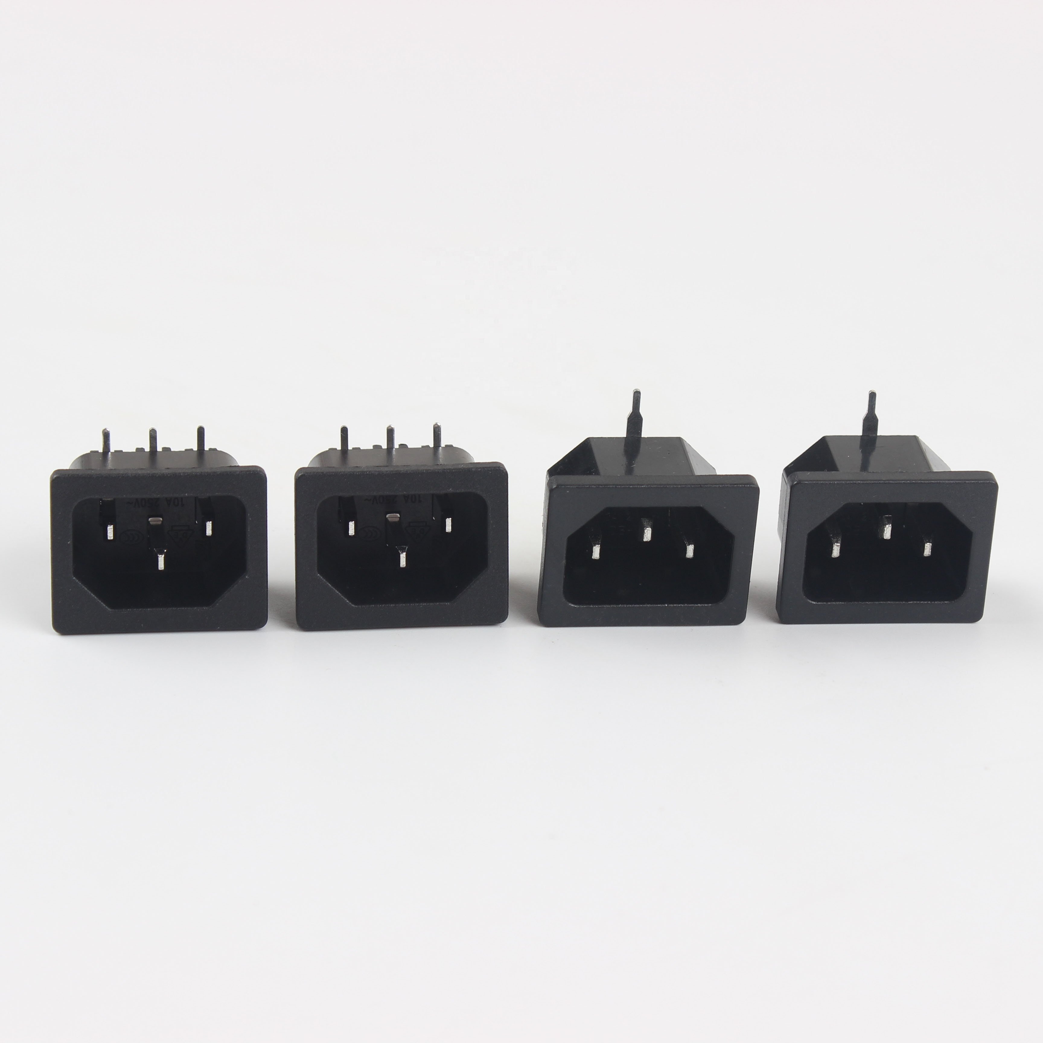 Electrical Connector C14 Plug Inlet Power Socket Male 3 Pins Electrical Outlet Connection Black AC Power Socket