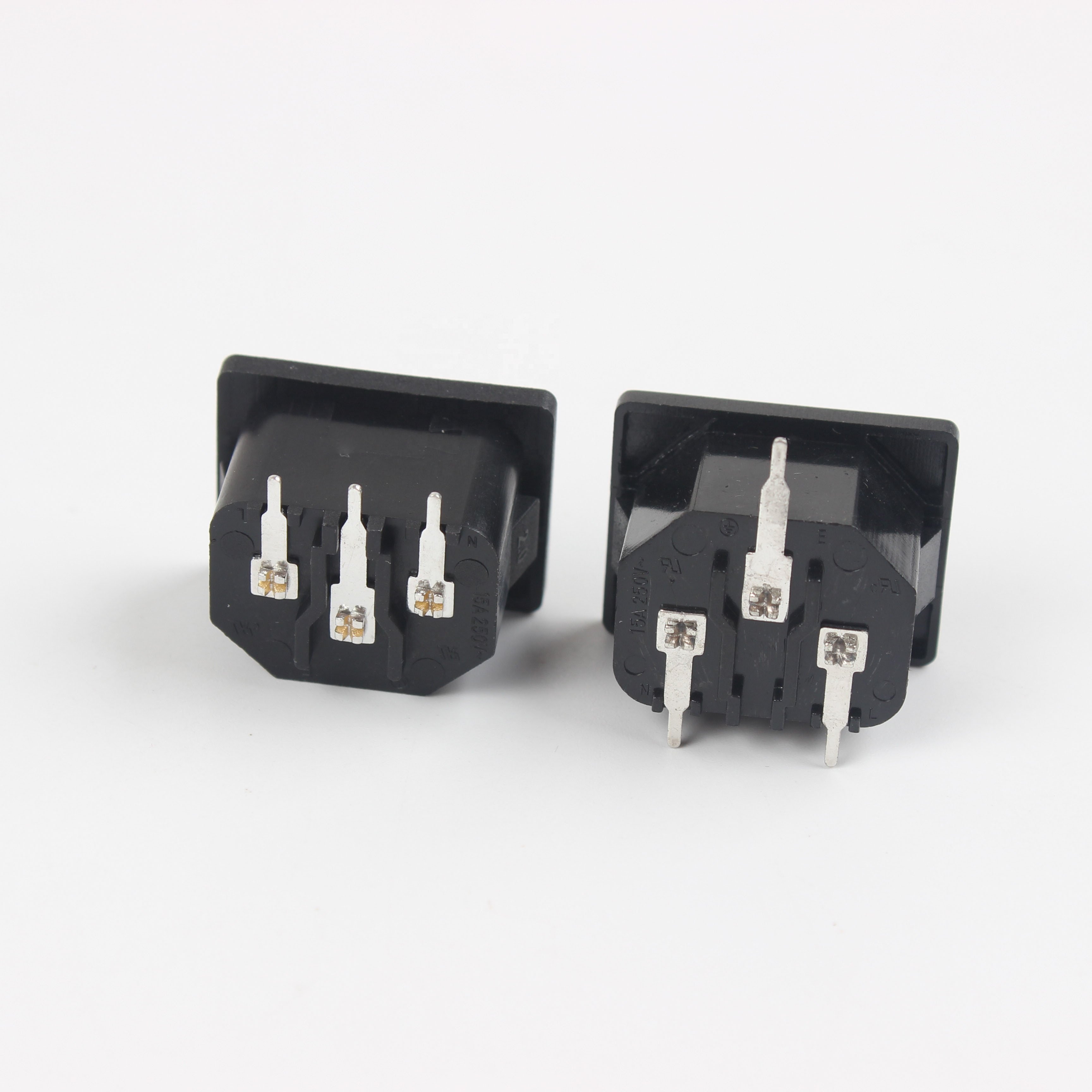 Electrical Connector C14 Plug Inlet Power Socket Male 3 Pins Electrical Outlet Connection Black AC Power Socket