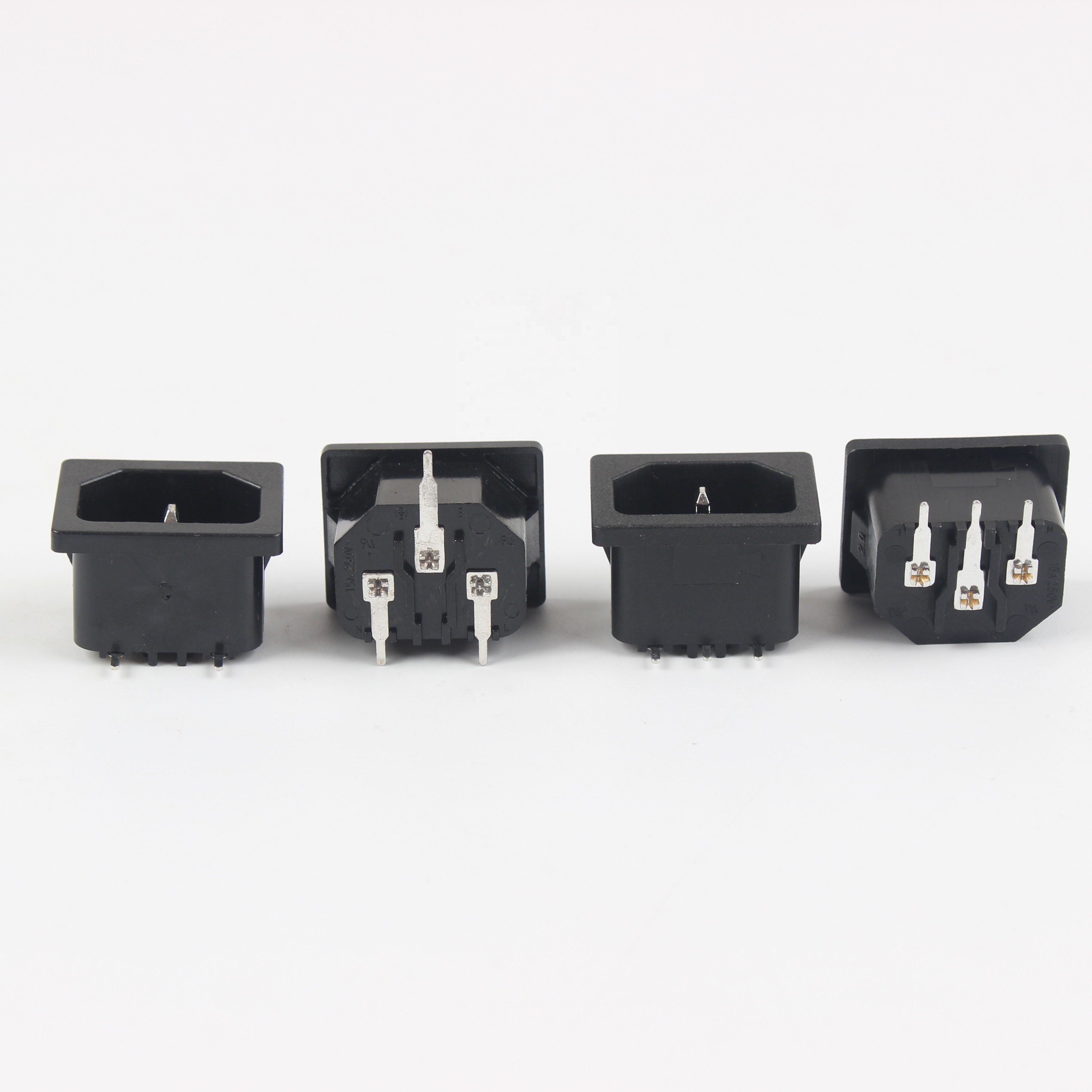 Electrical Connector C14 Plug Inlet Power Socket Male 3 Pins Electrical Outlet Connection Black AC Power Socket