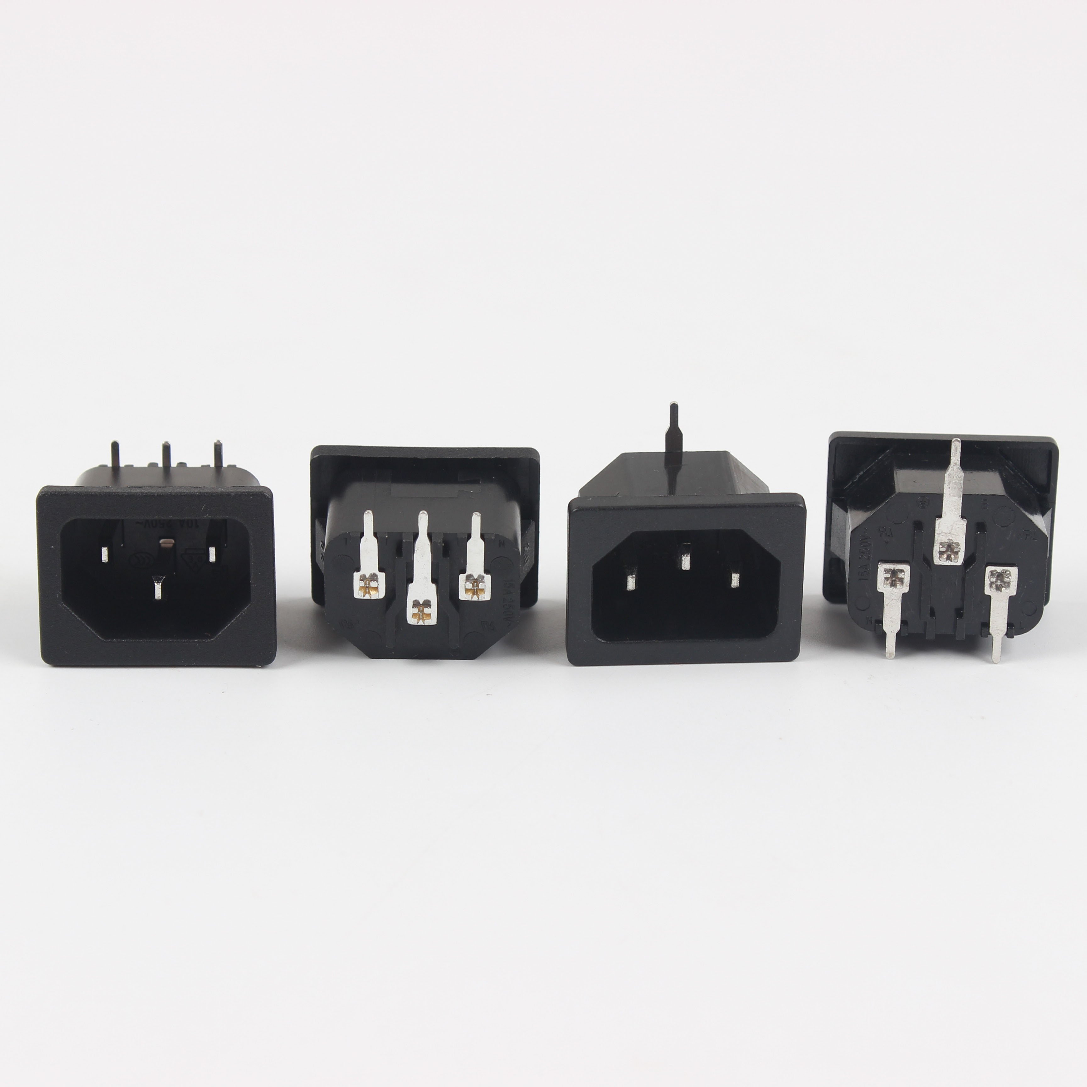 Electrical Connector C14 Plug Inlet Power Socket Male 3 Pins Electrical Outlet Connection Black AC Power Socket