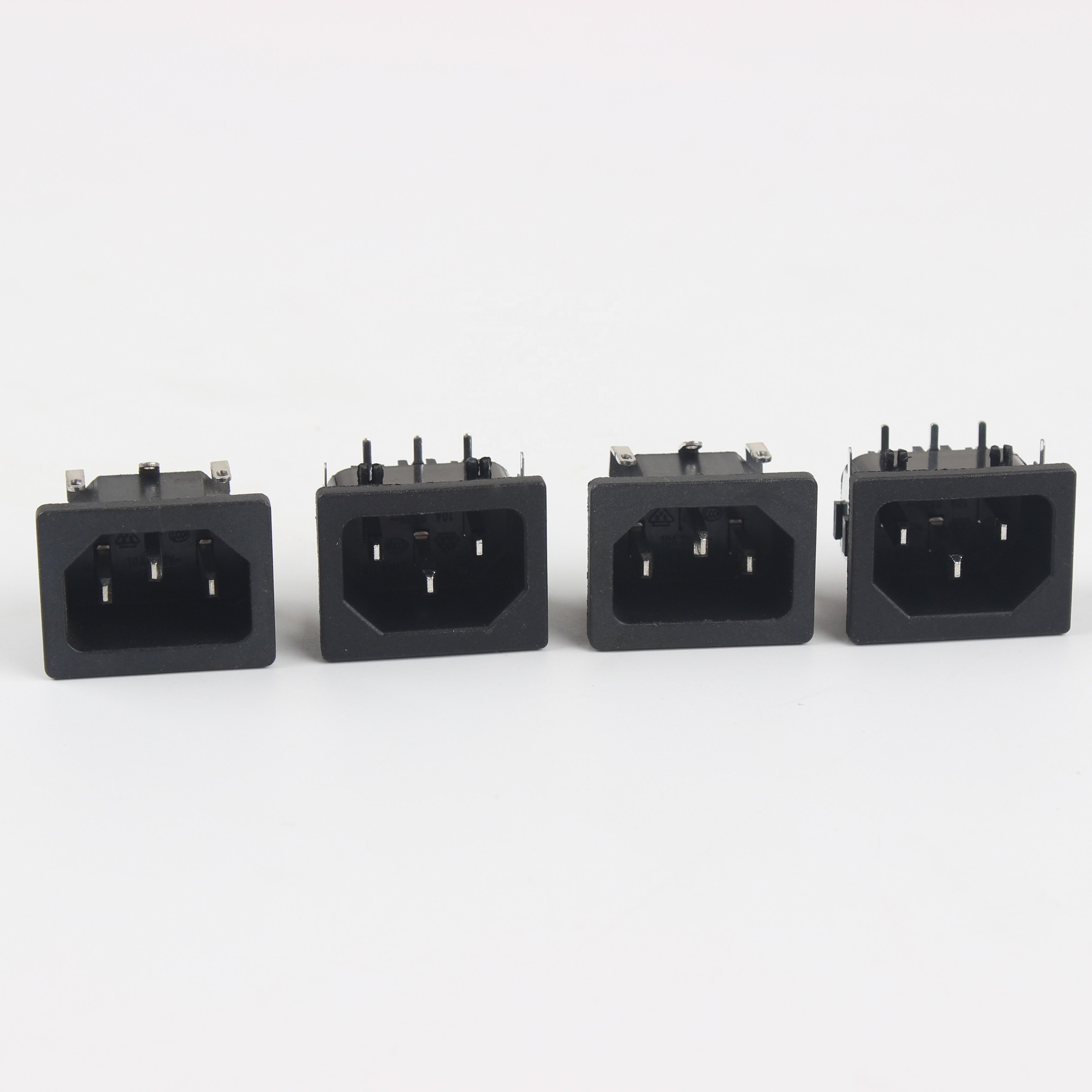 Electrical Connector C14 Plug Inlet Power Socket Male 3 Pins Electrical Outlet Connection Black AC Power Socket