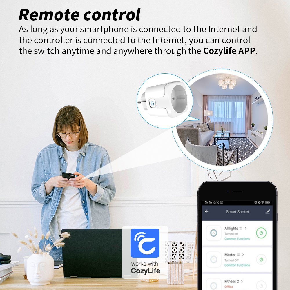 Smart Socket WiFi 16A/20A EU Plug Outlet Cozylife Remote Control Timer Power Monitor Support Voice Alice Google Home Alexa
