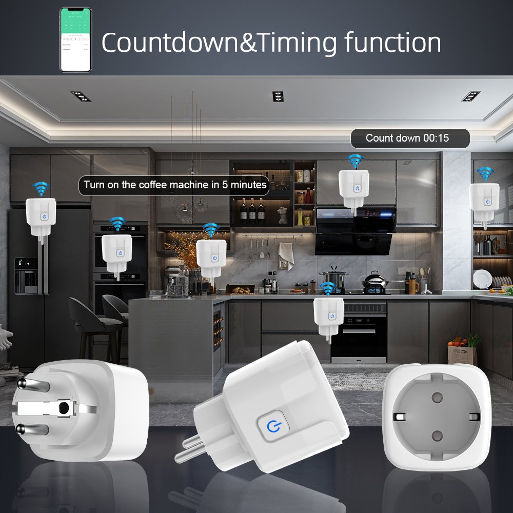 Tuya Blue tooth Mash Smart Socket Plug WiFi EU Adapter ,Home Automation Electric Equipment Accessories,Support Google Home Alexa
