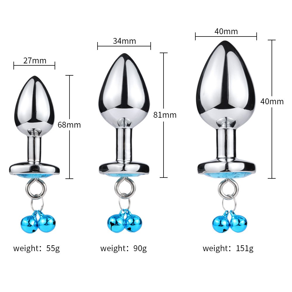 Wholesale Metal Aluminium Alloy Anal Plugs With Bells Heart Shape Crystal With S M L Size Butt Plug