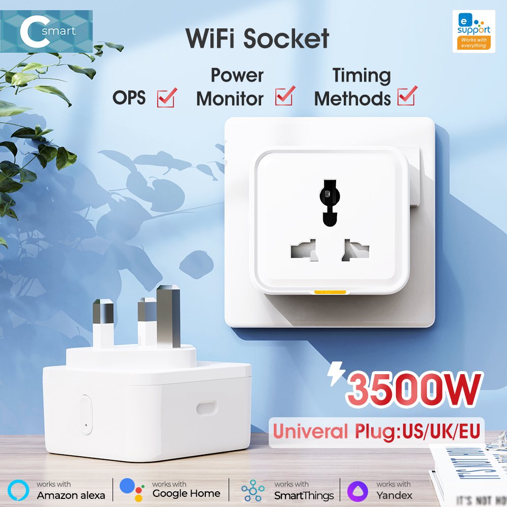 Universal Travel Adapter Conversion Outlet Power Monitor UK EU US 16A Smart WiFi Tuya Home Plug &Sockets With Bluetooth