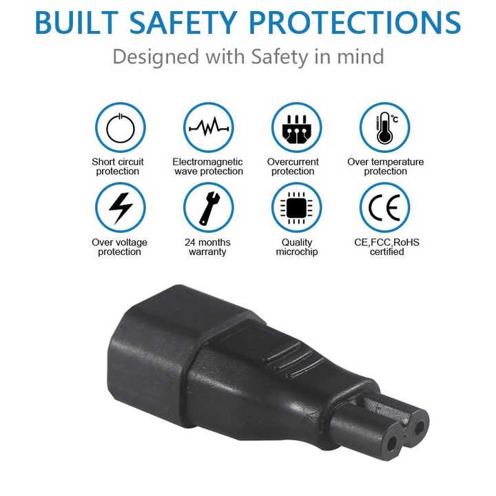 Power Iec Plug Socket C14 To C5 Universal Adapter for Ups Pdu Straight Plug