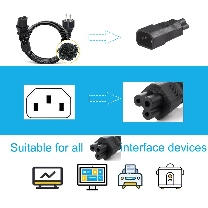 Power Iec Plug Socket C14 To C5 Universal Adapter for Ups Pdu Straight Plug