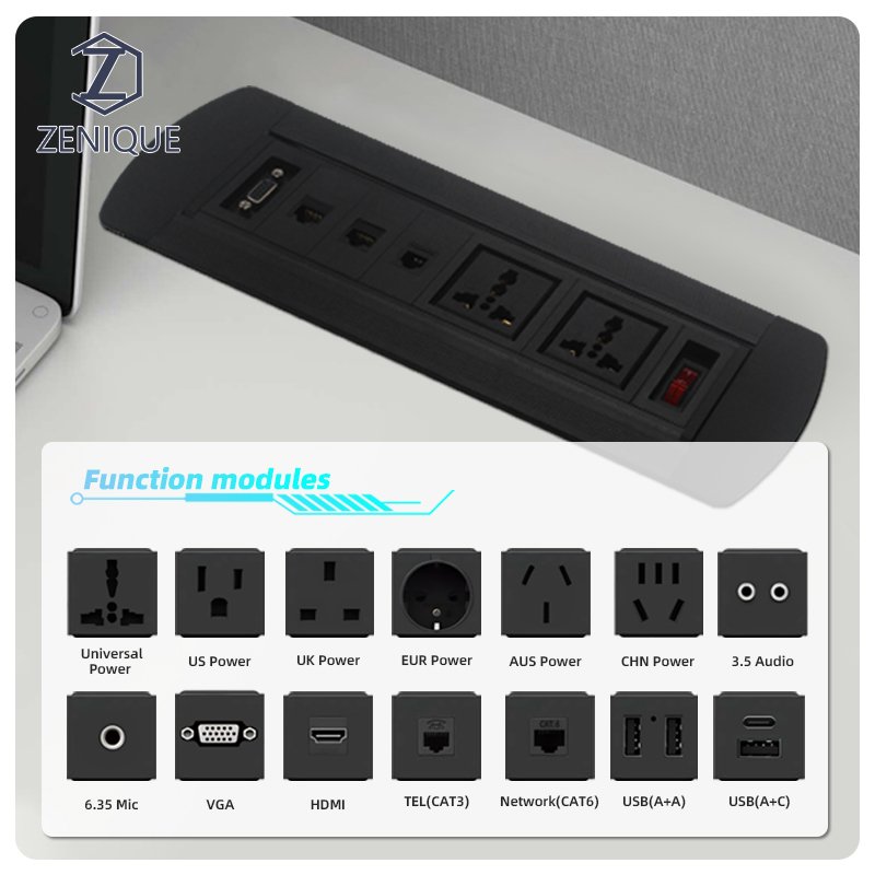 Desktop Rotating Hidden Recessed Plug Socket Multimedia Tabletop Power Sockets