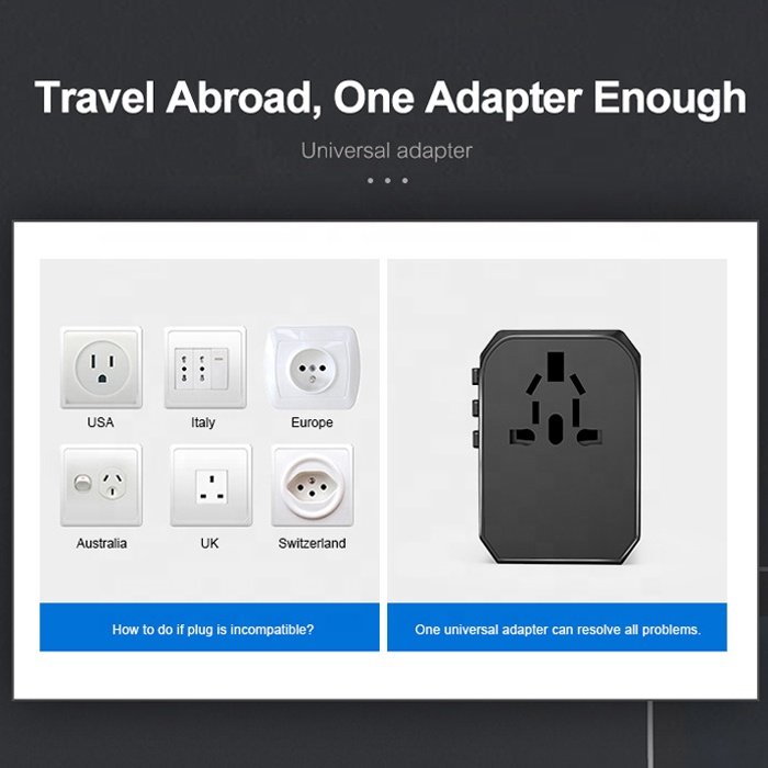 Universal UK US EU All-in-One Power Worldwide 4 USB 1 Type-C Outlet Ports Wall Charger World International Travel Plug Adapter