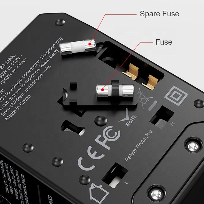 Universal UK US EU All-in-One Power Worldwide 4 USB 1 Type-C Outlet Ports Wall Charger World International Travel Plug Adapter