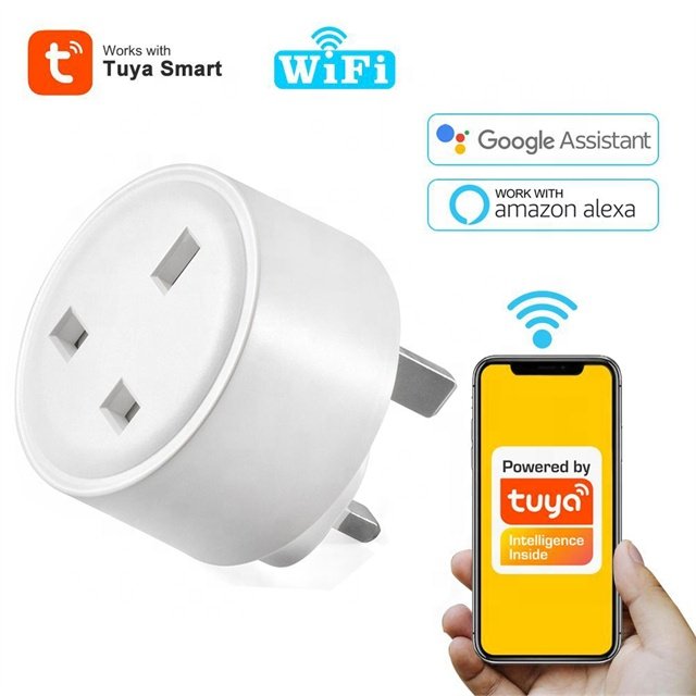 Glomarket UK Standard Smart Plug Tuya Alexa Voice Control Phone App Timing WiFi Electric Outlet Smart Power Plug
